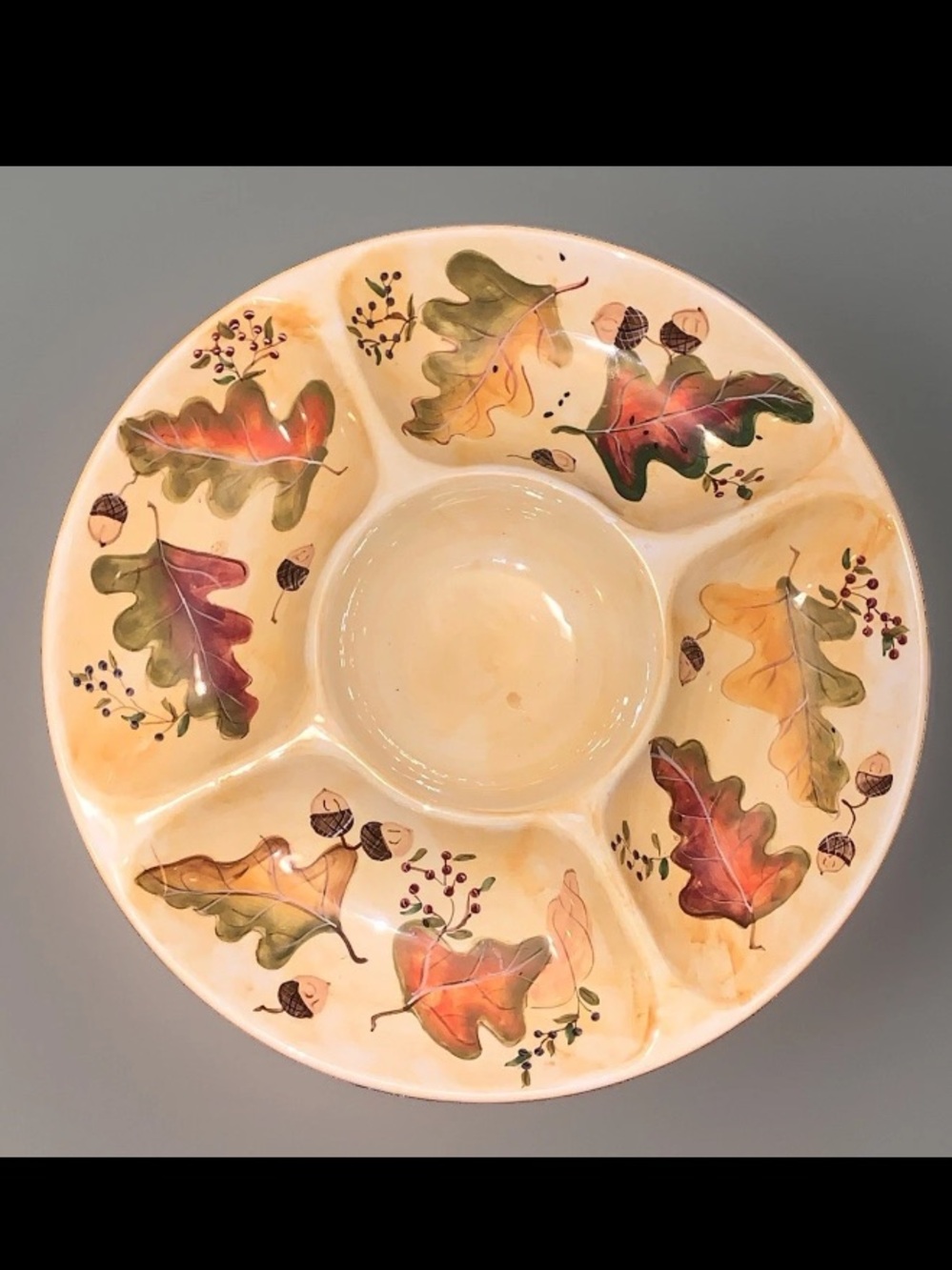 Vintage Zrike Hand-Painted Fall Thanksgiving Chip Dip Tray